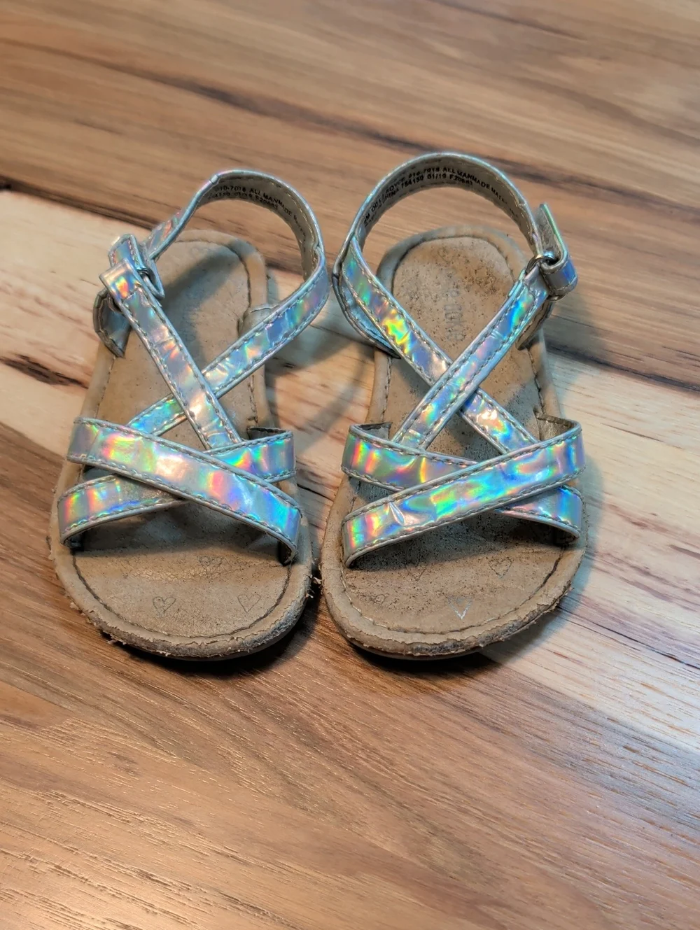 okie dokie Holographic Iridescent Strappy Sandals - Silver